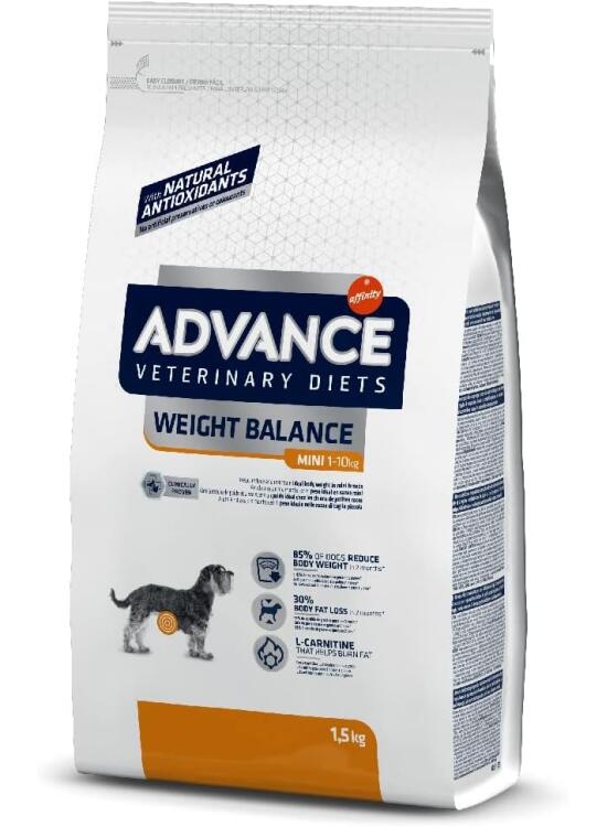 Advance Veterinary Diets Weight Balance Mini, Pienso para Perros con Problemas de sobrepeso, 1,5kg