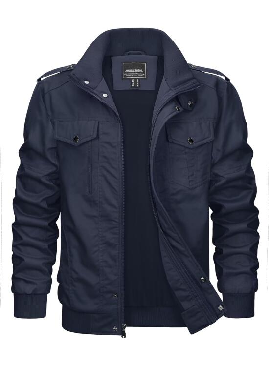 KEFITEVD Chaqueta Bomber Militar Invierno Casual Chaquetas Bolsillos Múltiples Chaquetas Chaqueta Moto Hombre Algodón