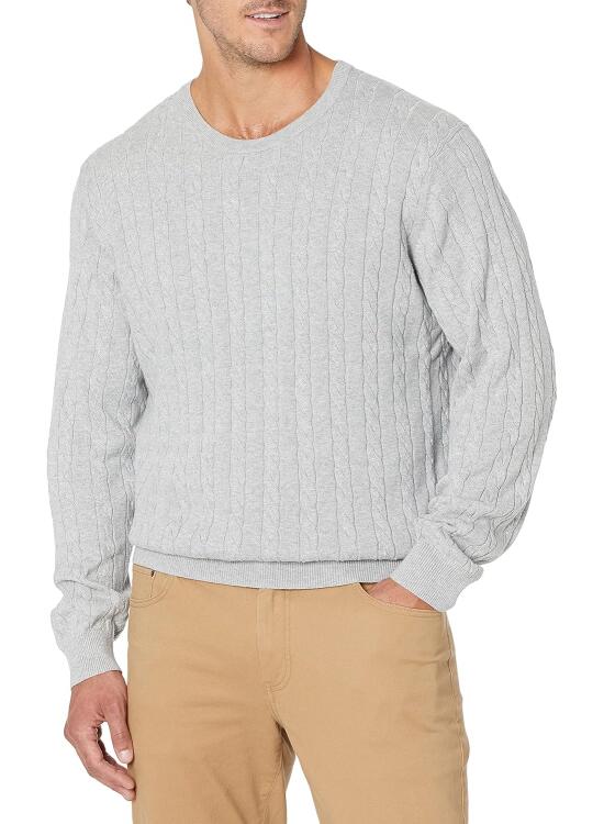 Amazon Essentials Jersey de Algodón Trenzado con Cuello Redondo Hombre