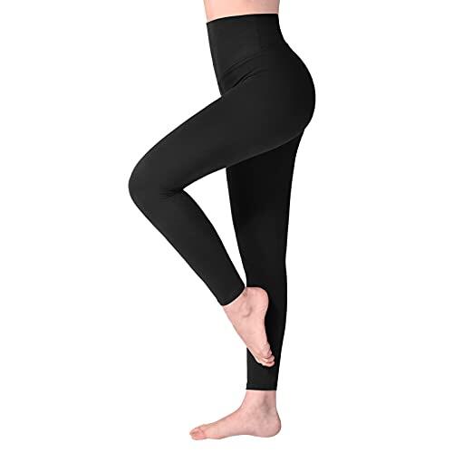 SINOPHANT Mallas Deporte Mujer de Cintura Alta, Leggins de Control de Abdomen Opacas, Elásticas, Leggings Mujer Vestir, Suaves como la Mantequilla S-M 1 Piezas Negro