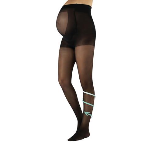 CALZITALY, Medias premama, Pantimedias de descanso para Futuras Mamas, Medias Maternidad 8 mm/Hg, 20 DEN, S, M, L, XL, MADE IN ITALY (L, Negro)