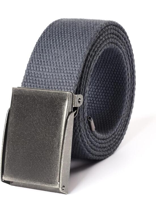 Mile High Life Cinturón de tela de lona Ajustable Hebilla de níquel plateada cepillada