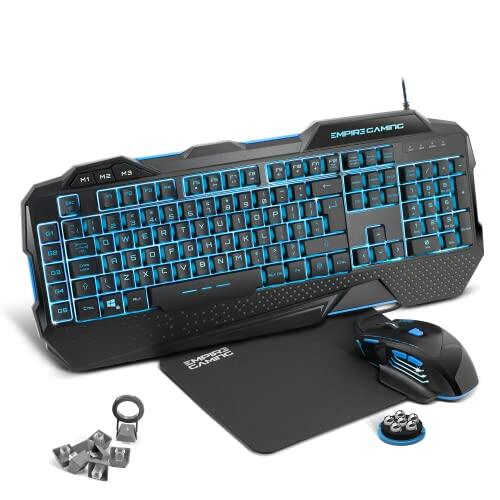 EMPIRE GAMING - Hellhounds PC Gaming Pack English - Keyboard Mouse Mousepad - Software programmable - LED RGB backlighting - 7200 dpi - Windows Compatible