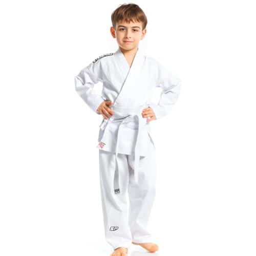 Starpro Judogi 250 Gramos - Algodón de Primera Calidad - Blanco - Judogi Profesional para Entrenamiento y competición - Hombres Mujeres y Niños - 100-170 cm - Incluye cinturón Blanco Gratis