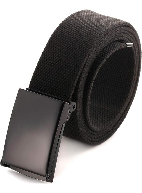 Mile High Life Cinturón de tela de lona ajustable a medida Hebilla militar abatible sólido