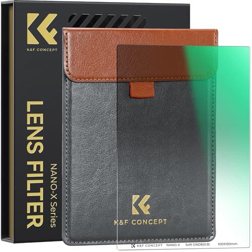 K&F CONCEPT Nano-X Filtro Graduado GND8 Suave (0,9) 100x150mm, Filtro Graduada Soft GND8 de Vidrio Optico con 28 Capas Nano Multicapa Revestimiento para Objetivo