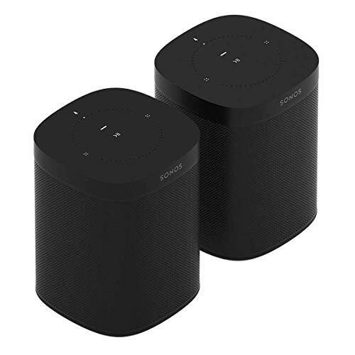 Sonos One (Gen 2) - Juego de dos bocinas inteligentes controladas por voz con Amazon Alexa integrado (paquete de 2 unidades), color negro