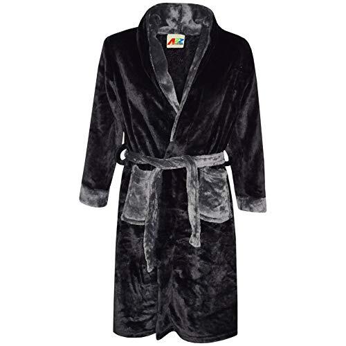 A2Z 4 Kids Aliño Vestido Súper Blando Franela Fleece Esponjoso Albornoz Para Chicas Niños Felpa Vellón - Bathrobe 122 Black 2-3