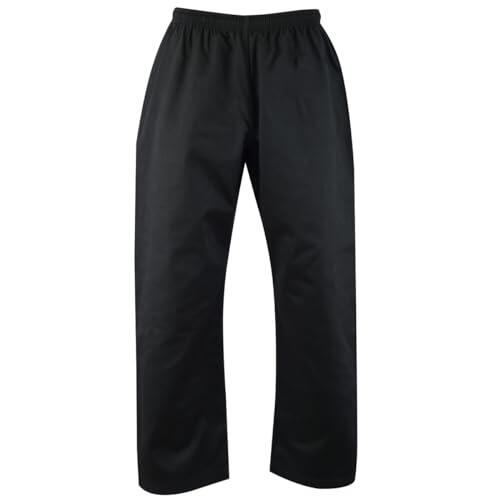 Malino Pantalón de karate separado Hombres adultos 7 oz Poli Algodón Negro Tamaño 5/180