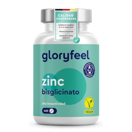 Zinc 25mg - 400 Tabletas (+1 año) - Bisglicinato de Zinc puro (Quelato de Zinc) - Zinc elemental de alta biodisponibilidad - Probado en laboratorio en Alemania