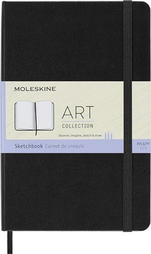 Moleskine, Cuaderno de Dibujo, Papel Apto para Lápices, Pasteles, Bolígrafos y Rotuladores, Tapa Dura, Tamaño Mediano 11.5 x 18 cm, Color Negro, 88 Páginas