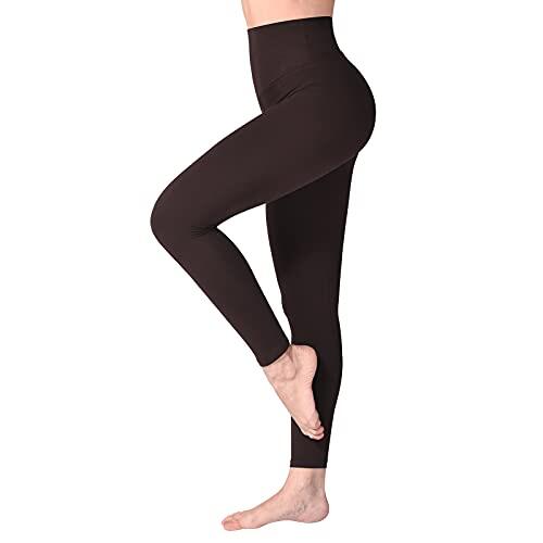 SINOPHANT Mallas Deporte Mujer de Cintura Alta, Leggins de Control de Abdomen Opacas, Elásticas, Leggings Mujer Vestir, Suaves como la Mantequilla S-M 1 Piezas marrón
