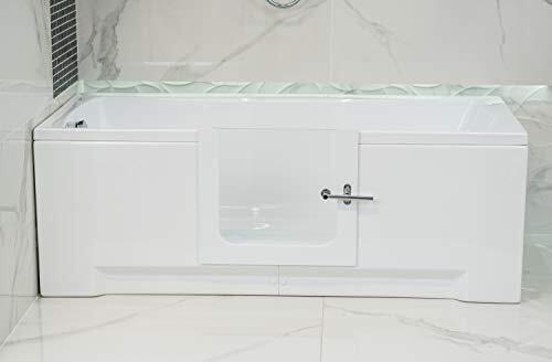 Amber - Bañera acrílica personalizada para ayudar a la movilidad, puerta lateral totalmente personalizable (1500 x 700 x 550 + paneles + residuos a la derecha)