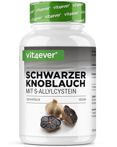 vit4ever Extracto de Ajo Negro 15:1-180 Cápsulas con 750 mg - Premium: Con S-Allylcysteine (SAC) - Fermentado - Sin olor - Altamente dosificado - Vegano