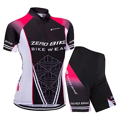ZEROBIKE Kit de Manga Corta Jersey de Ciclo Bici del Camino para Mujer, Conjunto Ropa Al Aire Libre Transpiración para La Bicicleta, M, 007