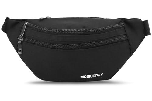 Riñonera Deportiva, Riñonera Mujer Hombre Running Cinturón Impermeable Bandolera Multifuncional Bolsillos Ajustable Bolso de Cintura Viajar Camina el Perro Bicicleta Excursionismo Acampada (Negro)