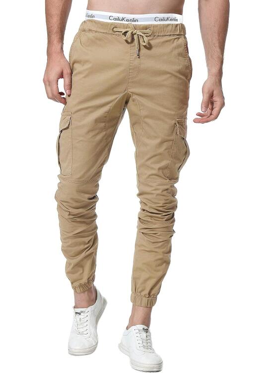 ZOEREA Pantalones Hombre Casuales Deporte Elásticos Joggers Largos Pants con Bolsillos Algodón Slim Fit Cargo Trouser de Hombres