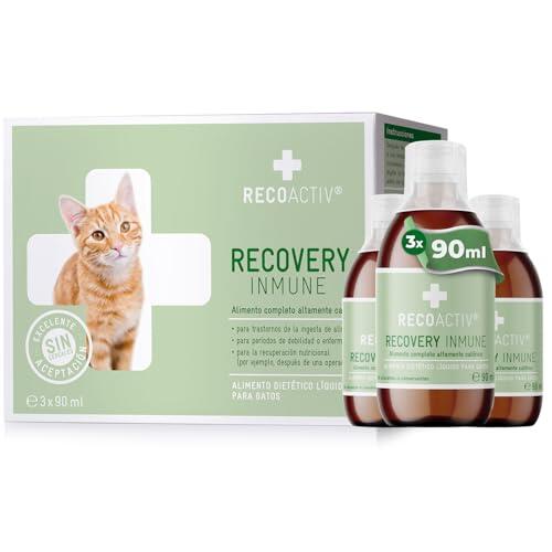 RECOACTIV Recovery Immun Gatos - alto en calorías, muy palatable, para un rápido aumento de peso y en caso de desnutrición, durante la recuperación y en caso de ingesta reducida de alimento, 3 x 90 ml