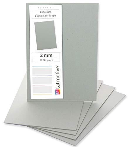TATMOTIVE Premium - Cartulinas para encuadernación (10 unidades, DIN A4, 2 mm, 1260 g/m², cartón para modelismo, cartón para manualidades, cartón gris)