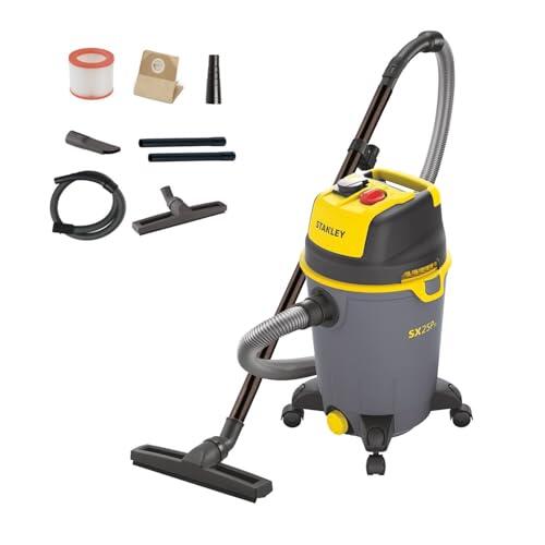 STANLEY Aspirador Multiuso SXVC25PTDE de sólidos y líquidos con Toma para Herramientas eléctricas integrada (1200 W, 25 L)