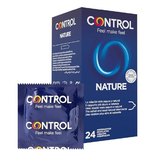 Control Preservativos Nature. Caja Pack Ahorro 24 Condones para un Placer Natural, Lubricados, Sexo Seguro, Ajuste Perfecto