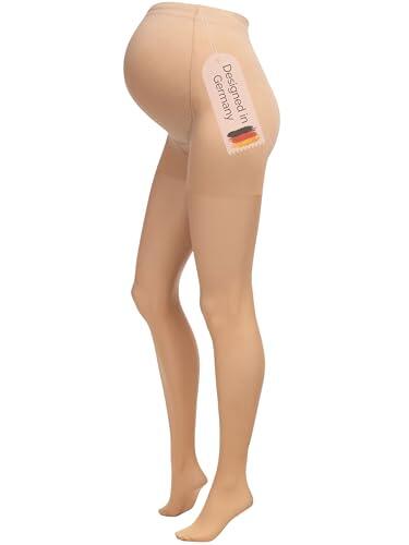 Herzmutter Medias premama 20DEN - maternidad - medias de embarazo - Futura Mama - transparente-mate-suave - Color piel-beige-negro - Set de 1 y 2-1200 (M/L, Beige-Claro)