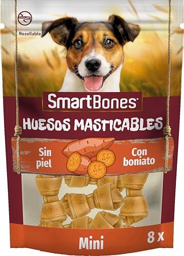 SmartBones Huesos Masticables Mini - Snack masticable con sabor boniato y con verduras para perros pequeños, huesos de textura blanda, sin cuero crudo, 8 piezas