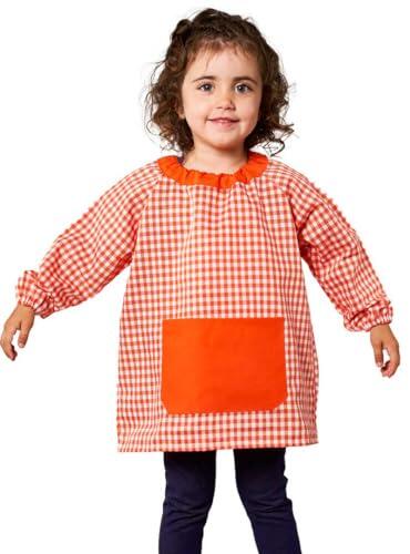 Guía completa del babi poncho Klottz en color naranja para guardería y colegio