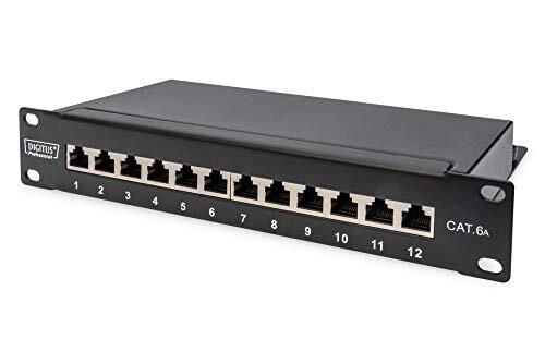 DIGITUS Panel de conexiones LSA – Cat 6A – 10 pulgadas, 1U – 12 puertos
