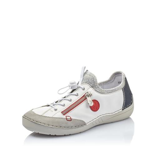 Rieker Mujer Zapatos con Cordones 52563, señora Calzado cómodo,Zapatos Bajos y cómodos,Cordones,Blanco (Weiss Kombi / 40),39 EU / 6 UK