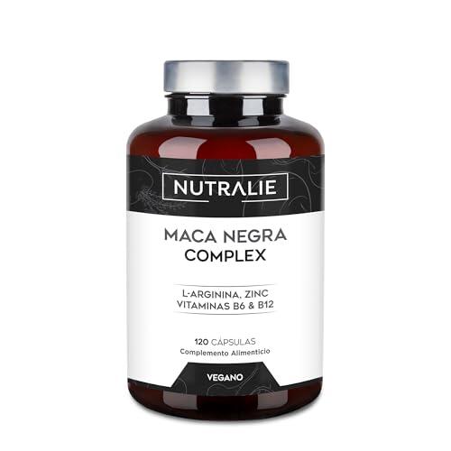 Maca Negra Andina 32.000mg - Potencia 20:1 + Energia con L-Arginina + Zinc + B6 + B12 - Maca Peruana para Hombre y Mujer - 120 Cápsulas Black Maca Complex Nutralie