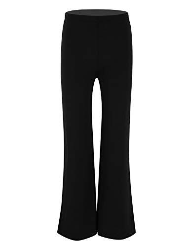 MSemis Pantalones Baile Latino para Niños Pantalones Pata Ancha Jazz Semitransparente Pantalón Largo Clásico Disfraces Bailarino Traje Baile Latino Profesional Negro 10 años