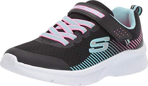 Skechers Girl's Microspec Trainers, Black Mesh/Aqua & Neon Pink Trim, 36 EU