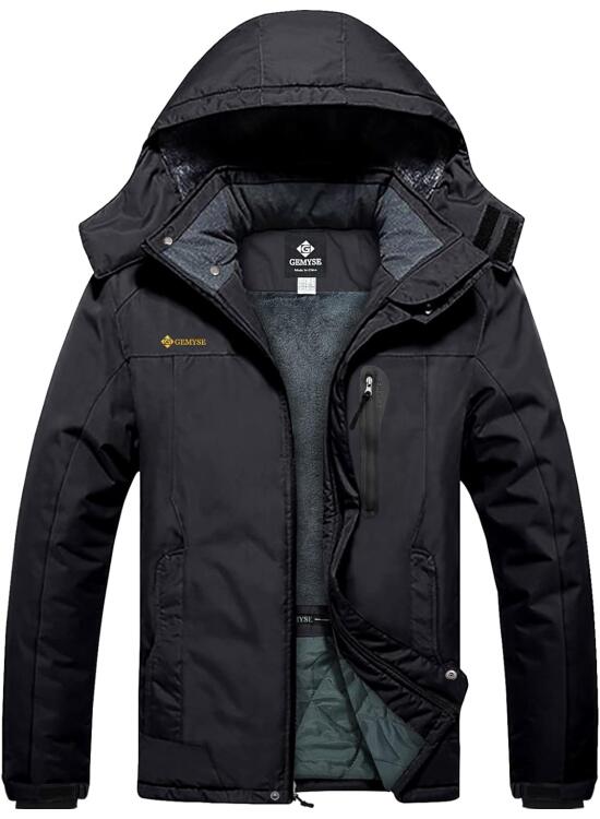 GEMYSE Chaqueta de Esquí Impermeable de Montaña para Hombre Abrigo de Invierno de Lana Antiviento con Capucha