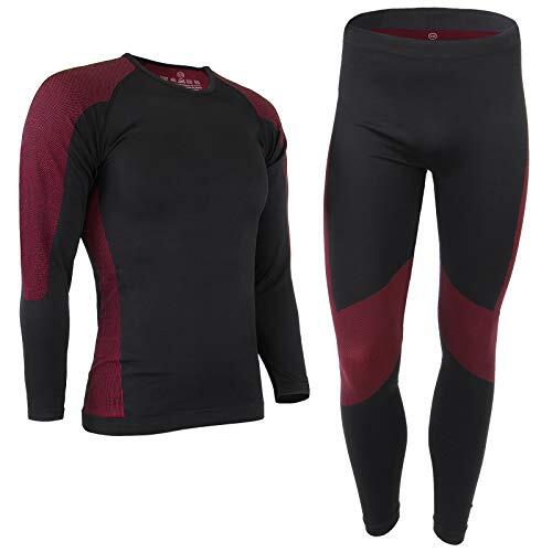 ALPIDEX Ropa Interior térmica Hombre cálido Deportes Funcional Transpirable esquí Deportes Conjuntos térmicos Invierno otoño, Tamaño:l/XL, Color:Negro-Rojo
