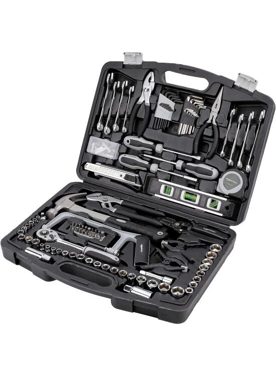 Amazon Basics Caja de herramientas de uso general para el hogar, 173 piezas