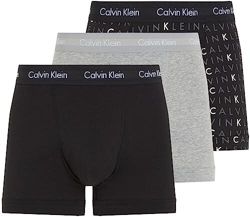 Calvin Klein Calzoncillos bóxer Hombre Pack de 3 Trunks Ropa Interior, Multicolor (Black/Grey Heather/Subdued Logo), M