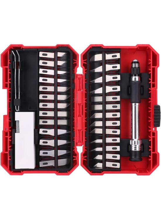 Amazon Basics Juego de cuchillos de precisión de 29 piezas, paquete de 1, Aluminio