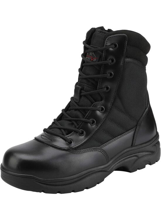 NORTIV 8 Botas de Trabajo Tácticas Militares para Hombre con Cremallera Lateral Botas de Combate de Motocicleta de Horma Ancho
