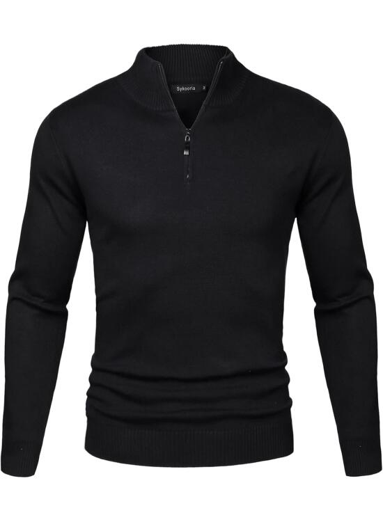 Sykooria Jersey Hombre Invierno Cuello Alto Caliente Suéter Hombre Manga Larga Color Pullover Hombre Cremallera Slim Fit