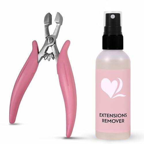 hair2heart Kit para remover extensiones de cabello con pinzas y disolvente para un fácil retiro de extensiones de queratina y cinta - Fórmula a base de alcohol