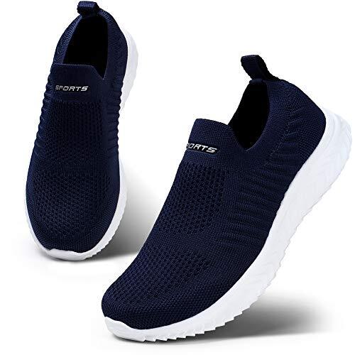 HKR Zapatos Deporte Mujer Ligeros Zapatillas Casual Sin Cordones Trabajo Casual Tenis Antideslizante Foam Memory para Exteriores Interiores Azul Marino 38 EU
