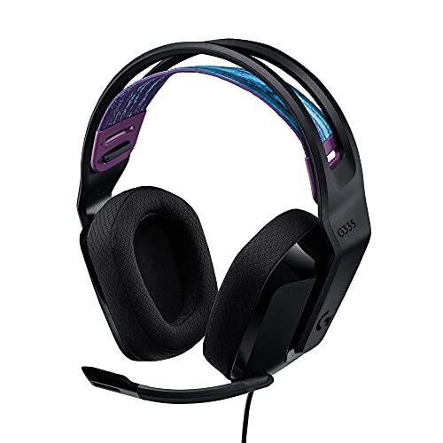 Logitech G G335, auriculares para gaming con cable, micrófono abatible para silenciar, conector de audio de 3,5 mm, almohadillas de espuma viscoelástica, PC, PS, Xbox, Nintendo Switch/Switch 2 - Negro