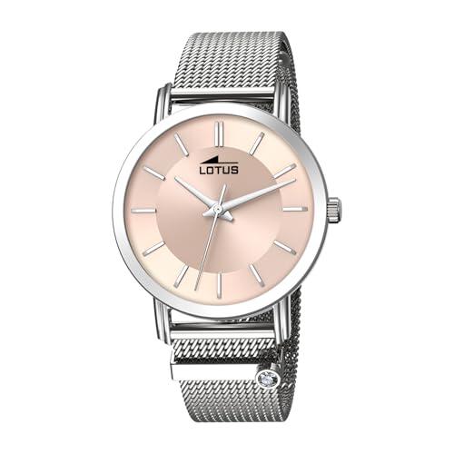 LOTUS Reloj Mujer Analógico de Acero Inoxidable 316l Plateado - Movimiento de Cuarzo - Cristal Mineral de Alta Resistencia - Resistente al Agua 5 ATM 18737/2 - Minimalist for Her