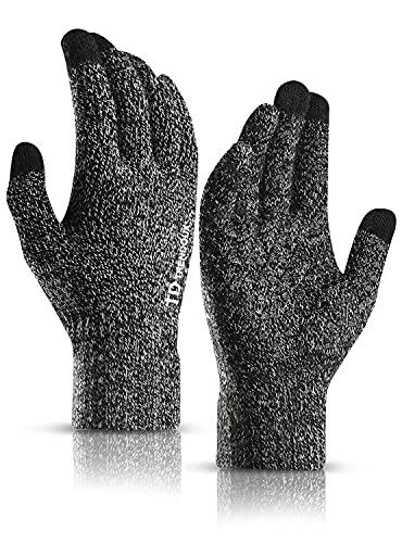 TRENDOUX Guantes para frio，Guantes running omp Deportivos invierno tactiles Correr Aire Libre Antideslizante de conducción mujer ciclismo Moto montaña hombre,guantes running - Blanco negro M