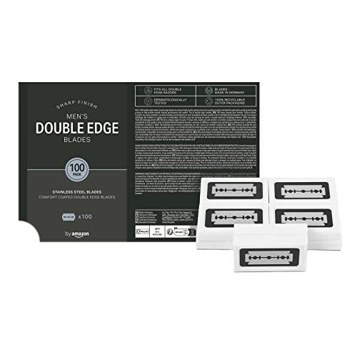 by Amazon 100 Cuchillas de doble filo para hombre, Acero inoxidable, 100 unidad