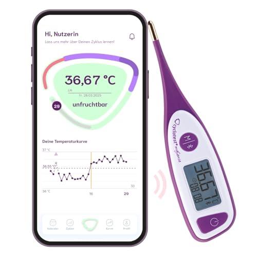 cyclotest mySense - Termómetro basal Bluetooth para control del ciclo, termómetro PFN con aplicación para prevención natural
