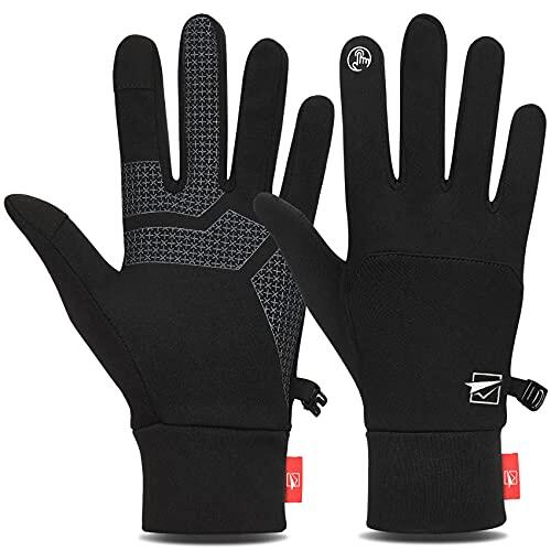TOLEMI Guantes térmicos, guantes de invierno respetuosos con la piel, guantes de correr, guantes de pantalla táctil antideslizantes para hombres y mujeres, deporte, caminar, color negro, talla M