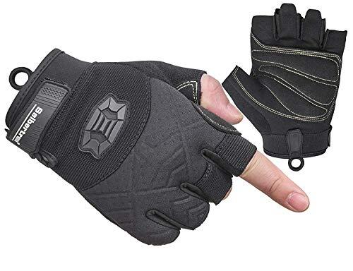 Seibertron Half Finger Padded Palm Lightweight Breathable Climbing Rope Gloves For Climbers, Rock Climbing, Rescue, Adventure, Sailing, Kayaking, Outdoor Sports Black XXL