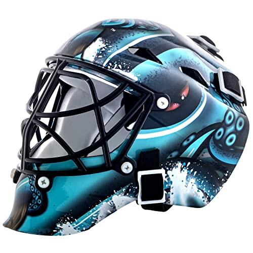 Franklin Sports Seattle Kraken NHL - Máscara de Portero de Hockey con Funda - Máscara de Portero Coleccionable con Logotipos y Colores Oficiales de la NHL